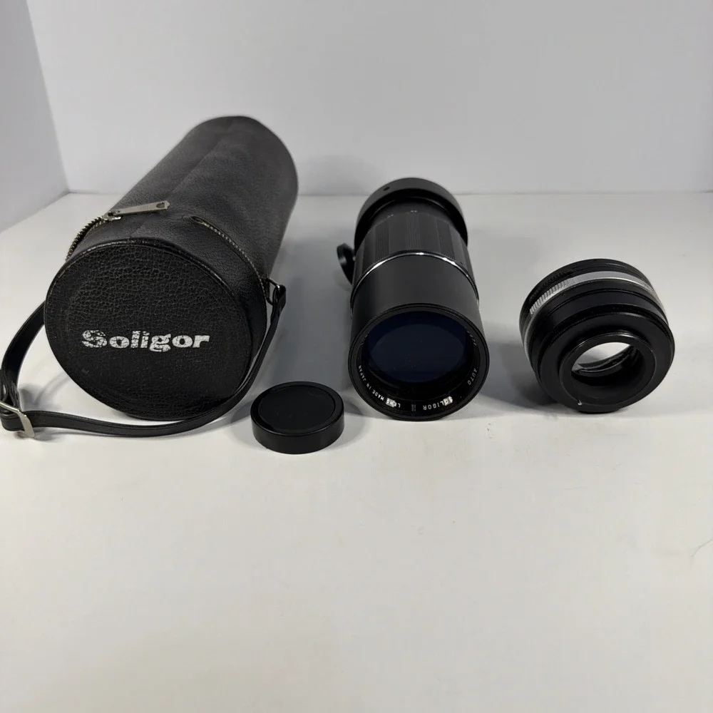 Soligor Auto 300mm f/5.5 Telephoto Lens M42 w/ Adapter & Leather Case